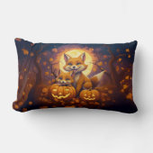 かわいいキツネ祝ハッピーハローウィン ランバークッション (正面)