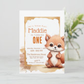 かわいいキツネ秋冬カスタムの誕生日パーティー 招待状 (スタンド正面)