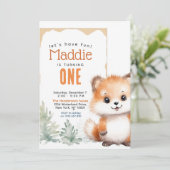 かわいいキツネ秋冬カスタムの誕生日パーティー 招待状 (スタンド正面)