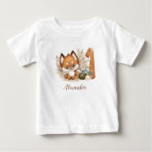かわいいキツネ秋1st誕生日ベビーTシャツ ベビーTシャツ (正面)