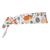 かわいいキツネ花と鳥のレトロパターン タイヘッドバンド (回転270)