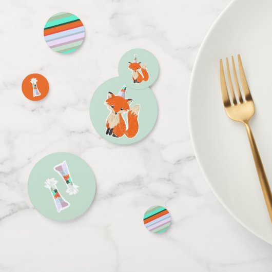 かわいいキツネ誕生日パーティハットカラフル コンフェッティ (グループ)