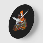 かわいいキツネ読ブックの動物 ラウンド壁時計 (傾斜)