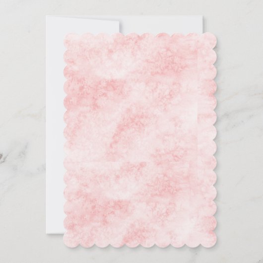 かわいいキツネ赤面ピンクフローラ水色ベビーシャワー 招待状 (裏面)