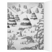 かわいいキツネ遊とウサギの冬の雪景色 (内側(左))