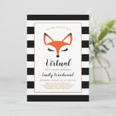 かわいいキツネ顔バーチャルベビーシャワー招待状 招待状 (スタンド正面)