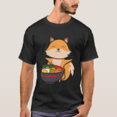 かわいいキツネ食べのラーメン大好きラーメンとキツネ Tシャツ (正面)