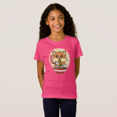 かわいいキツネ食べ物のラーメンかわいい日本のの食べ物 Tシャツ (正面フル)