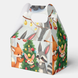 かわいいキツネ、アライグマ、ウサギのクリスマス記念品 フェイバーボックス