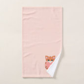 かわいいキツネ&モノグラムオンライトコーラルピンク バスタオルセット (ハンドタオル)