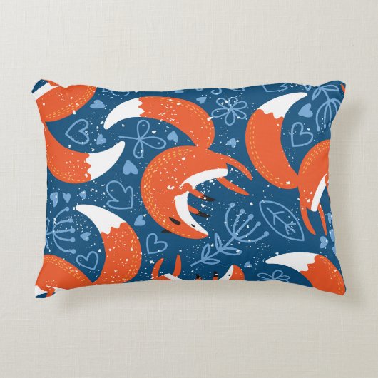 かわいいキツネ:ヴィンテージ動物のパターン アクセントクッション (正面)