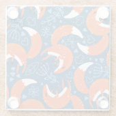 かわいいキツネ:ヴィンテージ動物のパターン ガラスコースター (裏面)