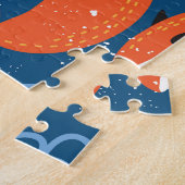 かわいいキツネ:ヴィンテージ動物のパターン ジグソーパズル (側面)