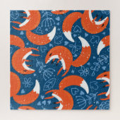 かわいいキツネ:ヴィンテージ動物のパターン ジグソーパズル (横)