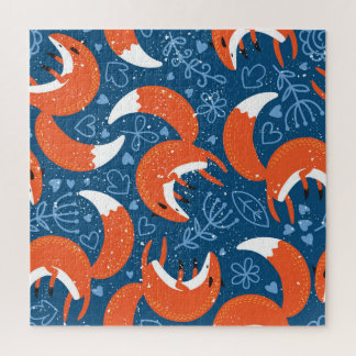 かわいいキツネ:ヴィンテージ動物のパターン ジグソーパズル