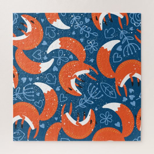 かわいいキツネ:ヴィンテージ動物のパターン ジグソーパズル (縦)