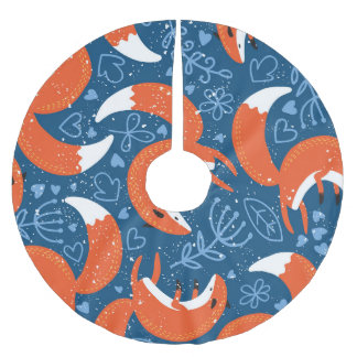 かわいいキツネ:ヴィンテージ動物のパターン ブラッシュドポリエステルツリースカート