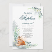 かわいいキツネ | 森の春と夏の誕生日 招待状 (正面)