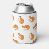 かわいいキツネ、白い背景の遊び心 缶クーラー (缶裏面)