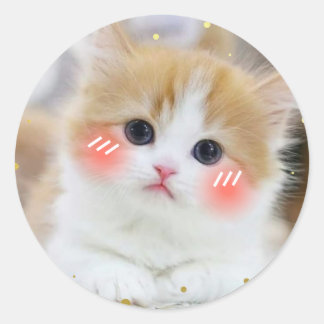 かわいいキティちゃんのほっぺたピンクの丸シールステッカー ラウンドシール