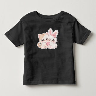 かわいいキティとウサギのベストフレンドTシャツ トドラーTシャツ