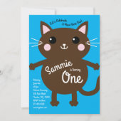 かわいいキティカラフルネコ1歳の誕生日招待状 招待状 (正面)