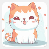 かわいいキティキャットチビ(小さくかわいく書いた感じ) スクエアシール (正面)