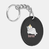 かわいいキティキャット動物が退屈 キーホルダー (正面左)
