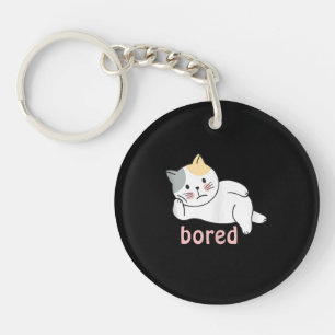 かわいいキティキャット動物が退屈 キーホルダー