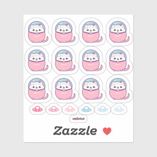 かわいいキティパイ宇宙飛行士ネコ シール (シート)