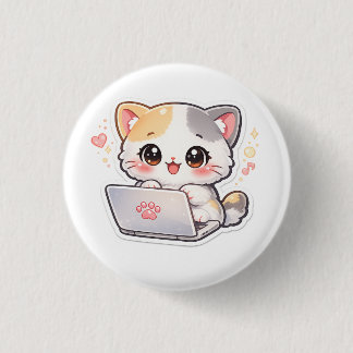 かわいいキティラップトップ作業ピン 缶バッジ