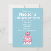 かわいいキティーキャットケーキバースデーパーティ招待状 招待状 (裏面)