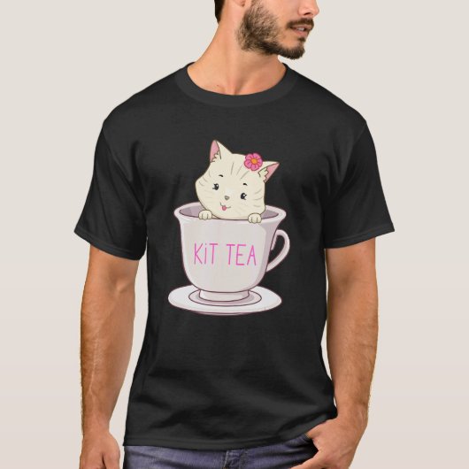 かわいいキティ猫のサルカスティック紅茶 Tシャツ (正面)