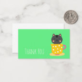 かわいいキティ猫のミント ティーカップ ノートカード (正面/裏面インサイチュ)