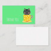 かわいいキティ猫のミント ティーカップ ノートカード (正面/裏面)