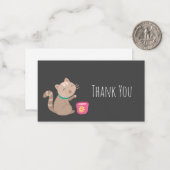 かわいいキティ猫のミント ティーカップ ノートカード (正面/裏面インサイチュ)