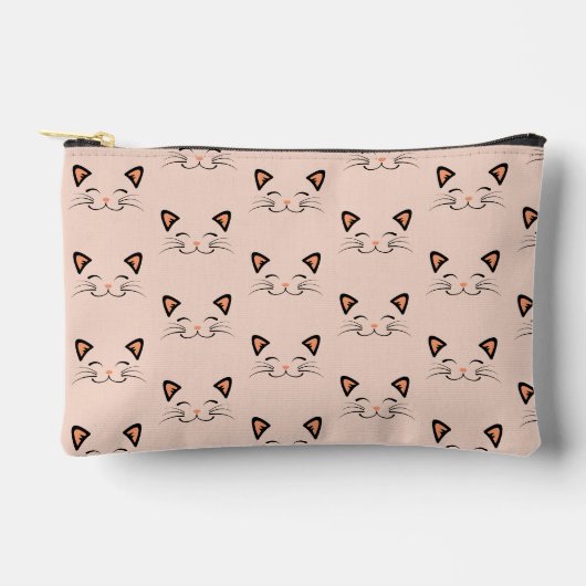かわいいキティ猫フェイス柄 ペンケース アクセサリーポーチ (正面)