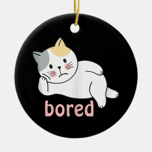 かわいいキティ猫動物が退屈 セラミックオーナメント (正面)