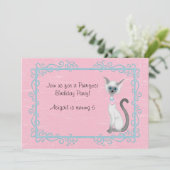 かわいいキティ猫誕生日招待状～ガールズ 招待状 (スタンド正面)