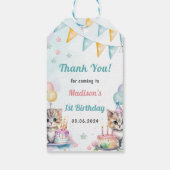 かわいいキティ猫1歳の誕生日パーティー ギフトタグ (裏面)