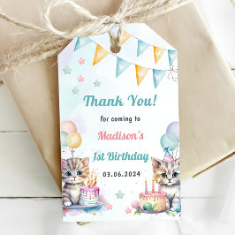 かわいいキティ猫1歳の誕生日パーティー ギフトタグ