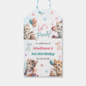 かわいいキティ猫1歳の誕生日パーティー ギフトタグ (正面)