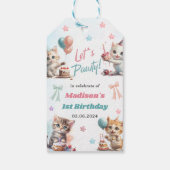 かわいいキティ猫1歳の誕生日パーティー ギフトタグ (裏面)