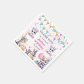 かわいいキティ猫1歳の誕生日パーティー スタンダードカクテルナプキン (角)