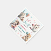 かわいいキティ猫1歳の誕生日パーティー スタンダードカクテルナプキン (角)