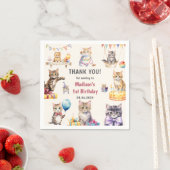 かわいいキティ猫1歳の誕生日パーティー スタンダードカクテルナプキン (インサイチュ)