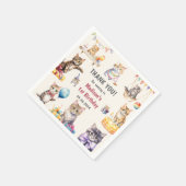 かわいいキティ猫1歳の誕生日パーティー スタンダードカクテルナプキン (角)