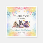 かわいいキティ猫1歳の誕生日パーティー スタンダードカクテルナプキン (正面)