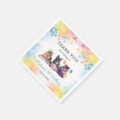 かわいいキティ猫1歳の誕生日パーティー スタンダードカクテルナプキン (角)