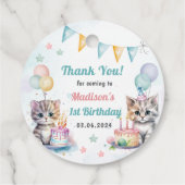 かわいいキティ猫1歳の誕生日パーティー フェイバータグ (裏面)